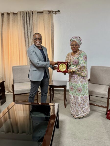 Ambassador Mopelola Adeola-Ibrahim during a courtesy visit to the Mayor of Cotonou.